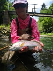 Scarlett and rainbow trout